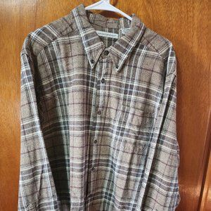 Men's XL Knightsbridge Brown/Beige Plaid Thick Long Sleeve Button Down Shirt
